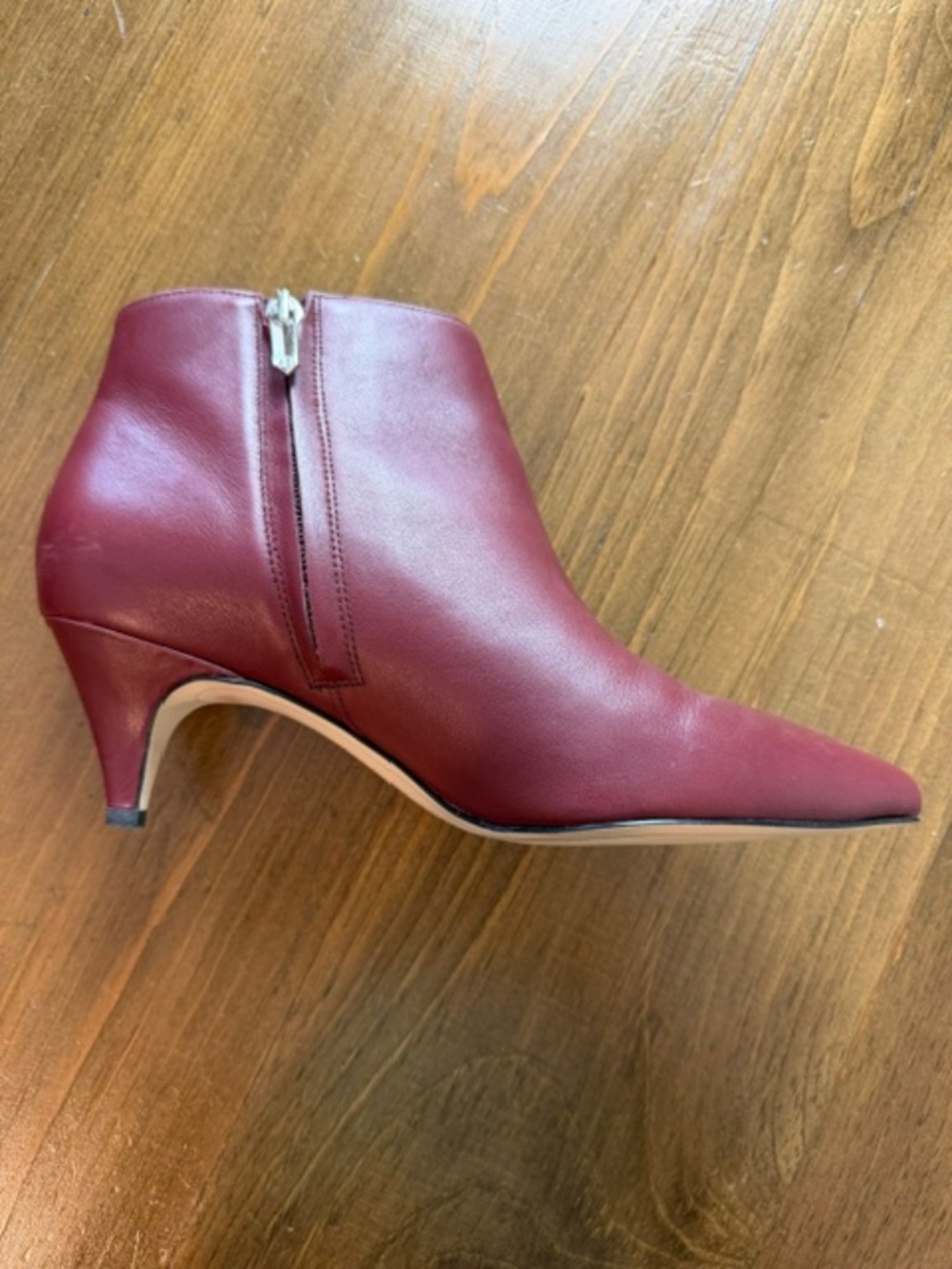 Sam Edelman Kinzey Burgundy Leather Pointed Toe Kitten Heel Booties Size 7M - Picture 3 of 14
